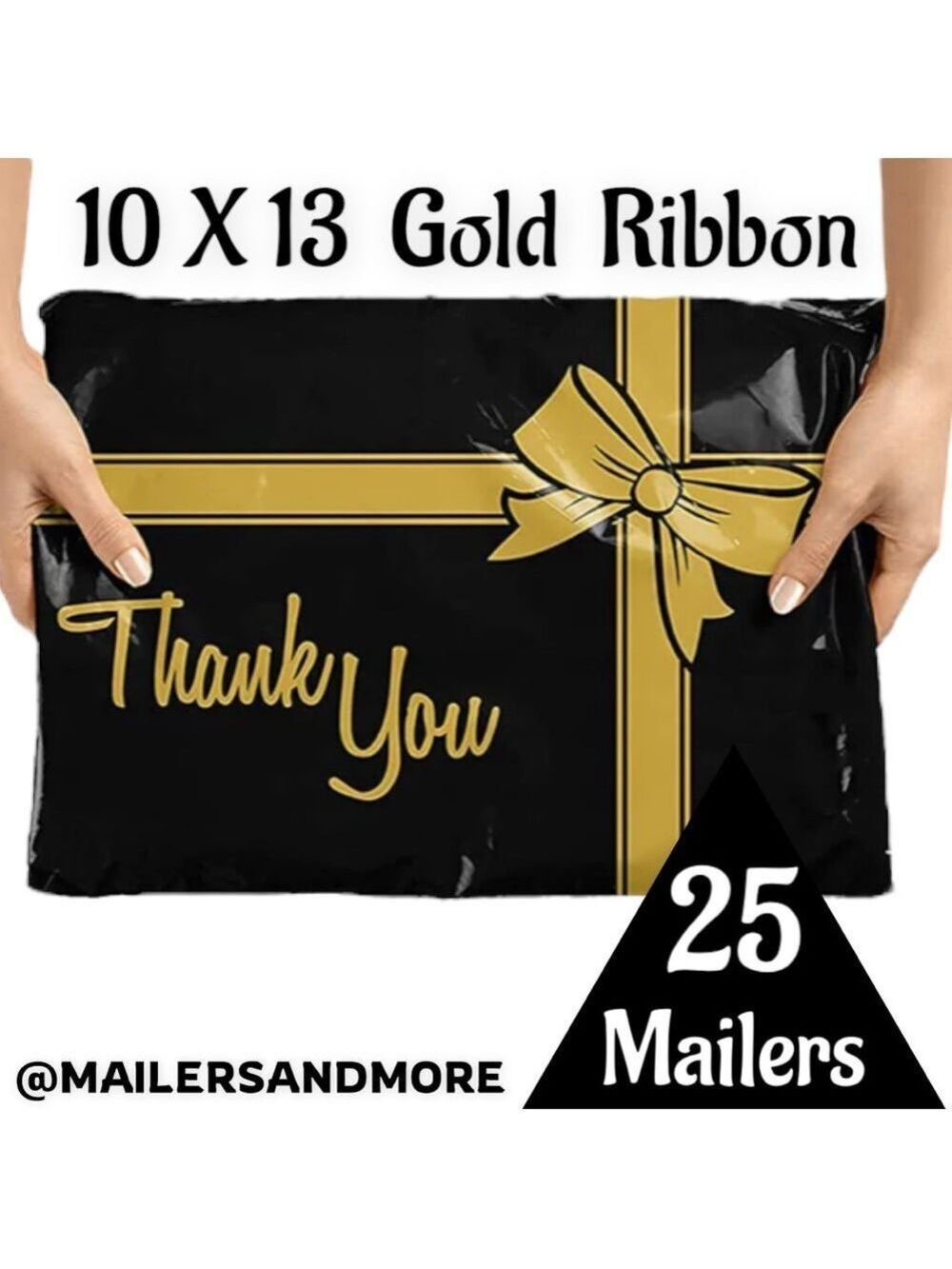 25 10X13 Poly Mailers Thank You Gold Ribbon, Shipping Envelopes PRICE IS FIRM - Picture 5 of 5